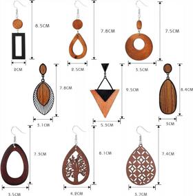 img 3 attached to Get The Ethnic Look With Udalyn'S 9-Pair Wooden Dangle Earrings For Women