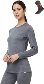 img 4 attached to Women'S 100% Merino Wool Thermal Base Layer Tops Long Sleeve Tee Shirt Crew Neck