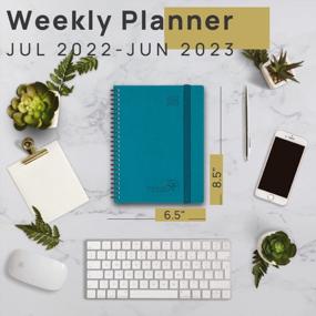 img 3 attached to Stay Organized With POPRUN Academic Year Planner 2022-2023 - Monthly Tabs, Hourly Time Slots, Premium Paper, And Vegan Leather Cover In Pacific Green