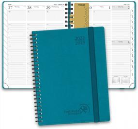 img 4 attached to Stay Organized With POPRUN Academic Year Planner 2022-2023 - Monthly Tabs, Hourly Time Slots, Premium Paper, And Vegan Leather Cover In Pacific Green