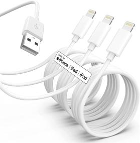 img 4 attached to [MFi Certified] iPhone Charger 3Pack 6FT Lightning Cable - Fast Charging and Long iPhone Charger Cord - Compatible with iPhone 13 12 11 Pro Max XR XS X 8 7 6 Plus SE iPad and More