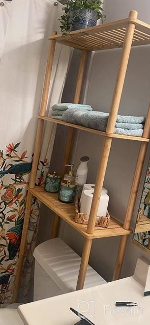 img 1 attached to 3-Tier AmazerBath Bamboo Over Toilet Storage Shelf | Bathroom Organizer Rack For Space Saving | Natural Color review by Rashid Summers