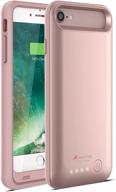 чехол с аккумулятором для apple iphone se (2022) / se (2020) / 8/7/6s/6 - тонкий защитный чехол со встроенным резервным аккумулятором 2-в-1 с расширенным зарядным устройством (4,7 дюйма) bx170 - розовое золото логотип
