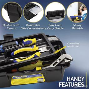 img 2 attached to 🔧 Goodyear 13-Inch Small Tool Box: Lightweight Plastic Organizer with Handle for Easy Portability and Removable Inner Tray - Mini Toolbox for Convenient Storage