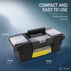 img 1 attached to 🔧 Goodyear 13-Inch Small Tool Box: Lightweight Plastic Organizer with Handle for Easy Portability and Removable Inner Tray - Mini Toolbox for Convenient Storage