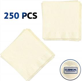 img 1 attached to CUSINIUM 250-Pack Creme Ivory 2-слойные бумажные коктейльные салфетки - одноразовые и привлекательный дизайн с идеальным размером 10 "X 10" (в развернутом виде)