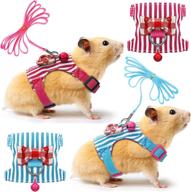 🐾 comfort padded vest small pet harness set with bowknot and bell decor - no pulling striped guinea pig harness and leash for ferret, rats, iguana, hamster, bearded dragon logo