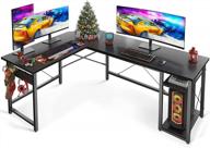 66" l shaped computer desk with storage shelves | corner gaming & writing workstation | modern wooden office desk w/ wood & metal frame - coleshome логотип