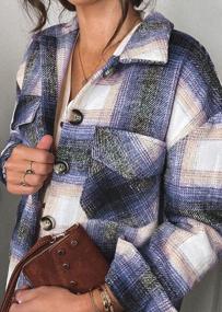 img 2 attached to Women'S Plaid Shacket Jacket For 2023 Fall Fashion - Long Sleeve Button Down Flannel Shirt By PRETTYGARDEN