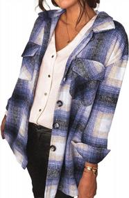 img 4 attached to Женская рубашка-клетчатая куртка для осенней моды 2023 года - рубашка-фланелевая с длинными рукавами на пуговицах от PRETTYGARDEN
