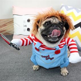 img 1 attached to 🐶 Pet Deadly Doll Dog Costume: A Funny and Special Cosplay Costume for Medium and Large Dogs on Christmas and Halloween Parties