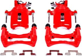 img 2 attached to 🔴 Enhance Brake Performance with Power Stop Rear S4926 Pair of High-Temp Red Powder Coated Calipers