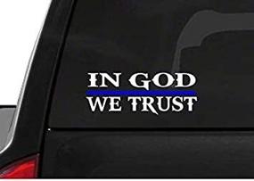 img 2 attached to CustomDecal US: Thin Blue Line Cop Police Sheriff Trooper Vinyl Decal Sticker for Car Window - In God We Trust (M50)