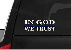 img 4 attached to CustomDecal US: Thin Blue Line Cop Police Sheriff Trooper Vinyl Decal Sticker for Car Window - In God We Trust (M50)