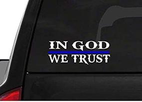 img 3 attached to CustomDecal US: Thin Blue Line Cop Police Sheriff Trooper Vinyl Decal Sticker for Car Window - In God We Trust (M50)