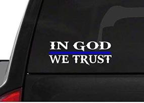 img 1 attached to CustomDecal US: Thin Blue Line Cop Police Sheriff Trooper Vinyl Decal Sticker for Car Window - In God We Trust (M50)
