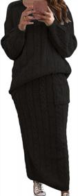 img 4 attached to CHARTOU Women'S Winter Chunky Cable Knit Sweater Skirt 2 Piece Outfit Set