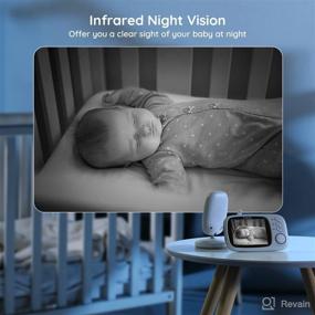 img 1 attached to 👶 Wireless Baby Monitor with Camera, 3.2'' HD Screen, VOX Mode, Rechargeable Battery, Night Vision, Two-Way Talk, Feeding Reminder, Smart Temperature, 8 Lullabies - Ideal for Monitoring Baby, Elderly, or Pets