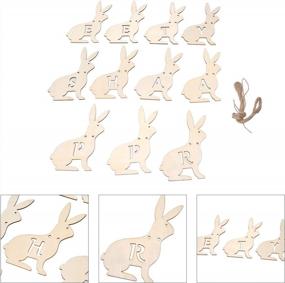img 3 attached to Rabbits Hanging Decoration, Hanging Door Key Ornament Easter Bunny Wood Home Decoration Set Kit For Office Room