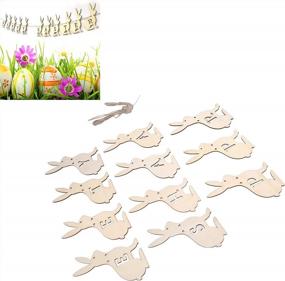 img 1 attached to Rabbits Hanging Decoration, Hanging Door Key Ornament Easter Bunny Wood Home Decoration Set Kit For Office Room