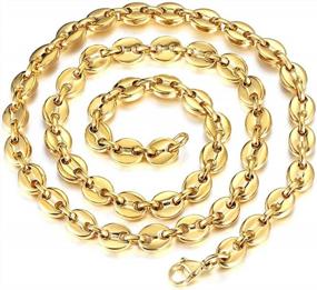 img 1 attached to Men'S Gold Plated 7Mm Stainless Steel Coffee Bean Link Chain Necklace, Twisted Rope Chain For Hip Hop Rappers