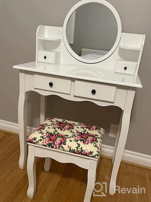 img 1 attached to White Vanity Set For Women And Girls - 4 Drawers And 4 Shelves For Storage, 360° Pivoted Round Mirror, Makeup Organizers, Cushioned Stool - Ideal Dressing Table With Mirror For Makeup (CHARMAID) review by Ken Ventura