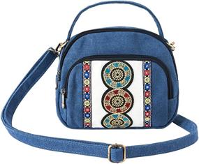 img 4 attached to 👜 Stylish Canvas Crossbody: Embroidered Phone Bag for Women - White Handbags, Wallets & Crossbody