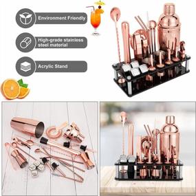 img 1 attached to Get Creative With 23 Piece Cocktail Shaker Set: Professional Bar Tools With Whiskey Stones - Gold Rose Color