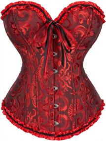 img 4 attached to Waist-Cinching Floral Corset With Pleated Trim For Plus-Size Women