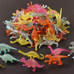 img 3 attached to 78Pcs Glow In The Dark Dinosaur Toys Set For Kids Toddler Goody Bag Stuffers, Mini Plastic Realistic Dinosaur Figures Party Favors Supplies