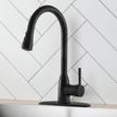 matte black kitchen sink faucet with pull out sprayer and deck plate - ufaucet commercial grade lead-free single lever faucet with pause button functionality logo