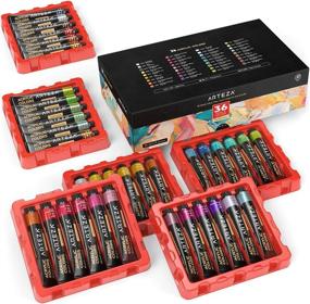 img 4 attached to Create Stunning Metallic Masterpieces With ARTEZA'S Set Of 36 Acrylic Paints - Non Toxic, Non Fading, Rich Pigments Perfect For Hobby And Professional Artists!