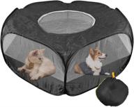 🐾 breathable black pet playpen: portable small animal cage tent with zippered cover for puppy, kitten, rabbit, hamster, chinchilla, guinea pig - indoor & outdoor use логотип