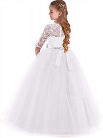 img 2 attached to Beautiful 3/4 Sleeve Lace Tulle A-Line Flower Girl Dress - Ideal For Pageants, Weddings, Evening Parties, Proms And Balls - Floor Length Maxi Gown