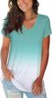 women's summer tops: liher v neck short sleeve tie dye shirts ombre basic tops 1 logo