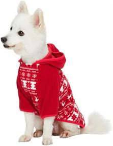 img 2 attached to 🐶 Blueberry Pet Warm & Soft Ugly Christmas Dog Sweater Hoodie - Reindeer & Snowflake Design, Back Length 16", Clothes for Large Dogs