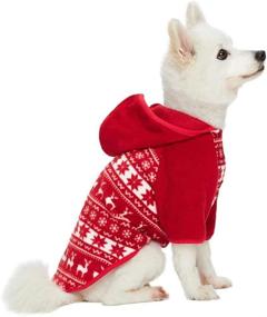 img 3 attached to 🐶 Blueberry Pet Warm & Soft Ugly Christmas Dog Sweater Hoodie - Reindeer & Snowflake Design, Back Length 16", Clothes for Large Dogs