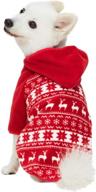 🐶 blueberry pet warm & soft ugly christmas dog sweater hoodie - reindeer & snowflake design, back length 16", clothes for large dogs логотип