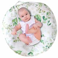 breathable and reusable newborn lounger cover - snugly fit slipcover for baby lounger, perfect for boys and girls, featuring green leaf design logo