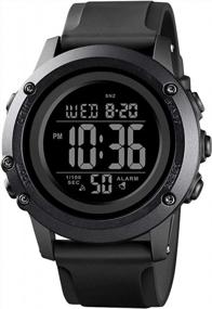 img 4 attached to Waterproof Men'S Digital Sports Watch With Large Face, Stopwatch, Alarm, And LED Back Light For Enhanced Performance And Style