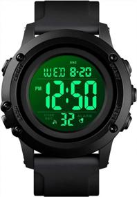 img 3 attached to Waterproof Men'S Digital Sports Watch With Large Face, Stopwatch, Alarm, And LED Back Light For Enhanced Performance And Style