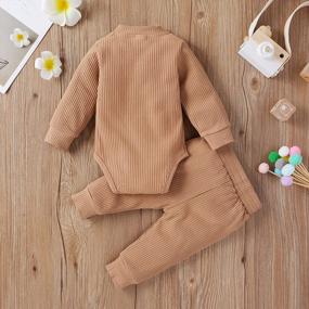 img 1 attached to Newborn Unisex Baby Boy Girl 2PCS Outfit Set - Solid Cotton Ribbed Tops & Pants Long Sleeve