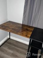 картинка 1 прикреплена к отзыву 47-дюймовый деревенский коричневый и черный компьютерный стол для домашнего офиса, кабинета, рабочей станции с полками для хранения - промышленный прочный письменный стол Foxemart, современный простой стильный стол для ПК. от Charlotte Manning