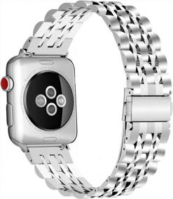img 3 attached to Fullmosa 3-Color Watch Band For Apple IWatch Series SE/7/6/5 - 42Mm Matte Silver + Polished Silver