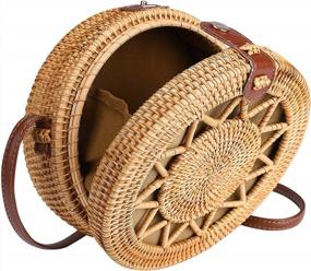 img 4 attached to Enmain'S Handwoven Beach Bohemian Shoulder Bag - Women'S Straw Round Rattan Purse