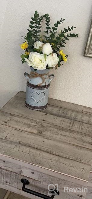 img 1 attached to LIBWYS Metal Flower Vase Milk Can Rustic Style With Rose & Eucalyptus Shabby Chic Metal Vase For Rustic Home Dining Table Centerpieces Decor (Pink, 1) review by Pavan Cormier