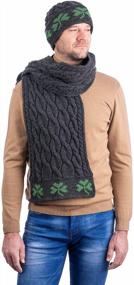 img 1 attached to Men'S 100% Merino Wool Irish Cable Knit Shamrock Scarf