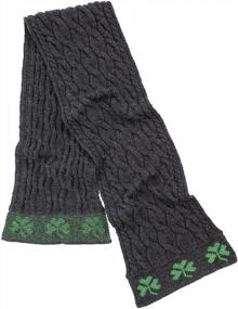 img 2 attached to Men'S 100% Merino Wool Irish Cable Knit Shamrock Scarf