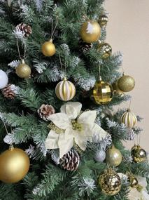 img 1 attached to 34Pcs Gold Christmas Tree Ball Ornaments 2.36" - Shatterproof Decorations For Home, Party & Garlands Wreaths With Hanging Hooks Included