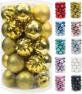 34pcs gold christmas tree ball ornaments 2.36" - shatterproof decorations for home, party & garlands wreaths with hanging hooks included logo